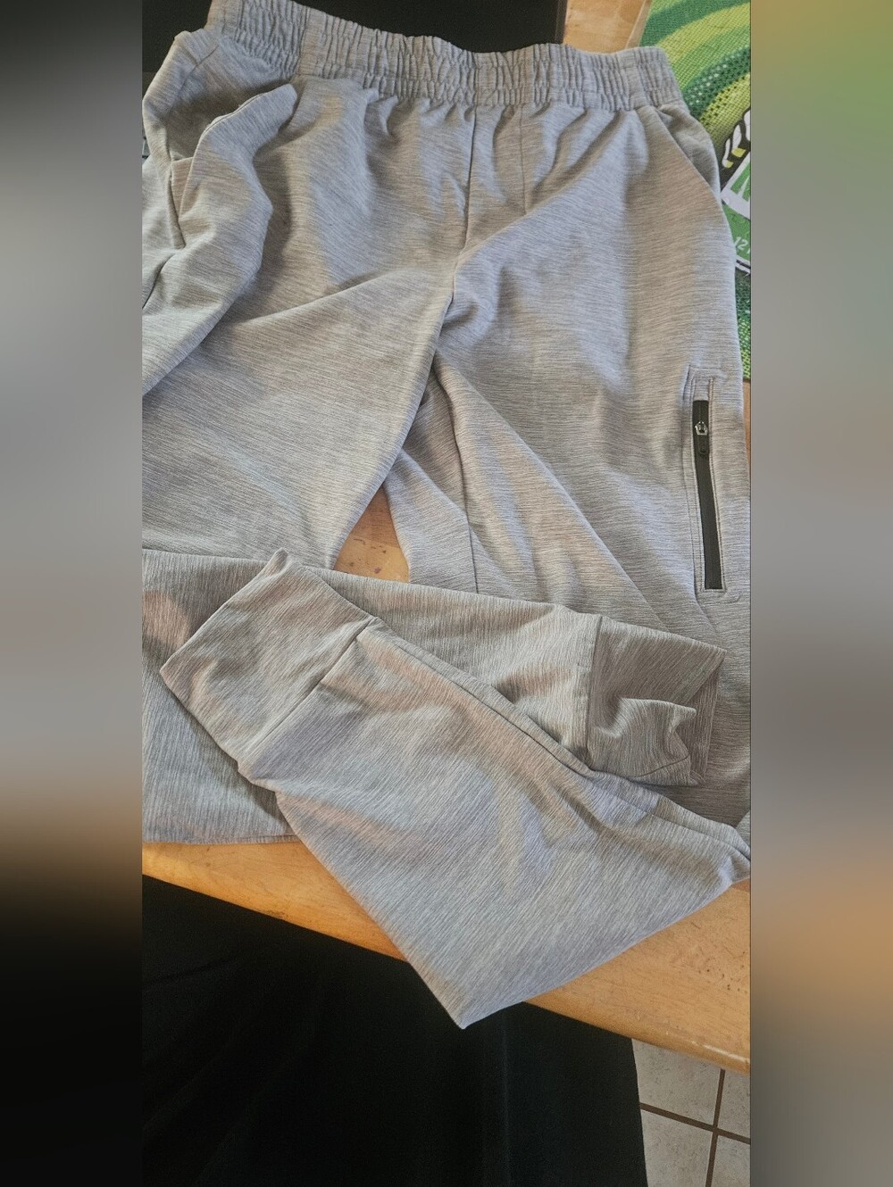 Men's Grey Performance Jogger Pants with Zip Pocket